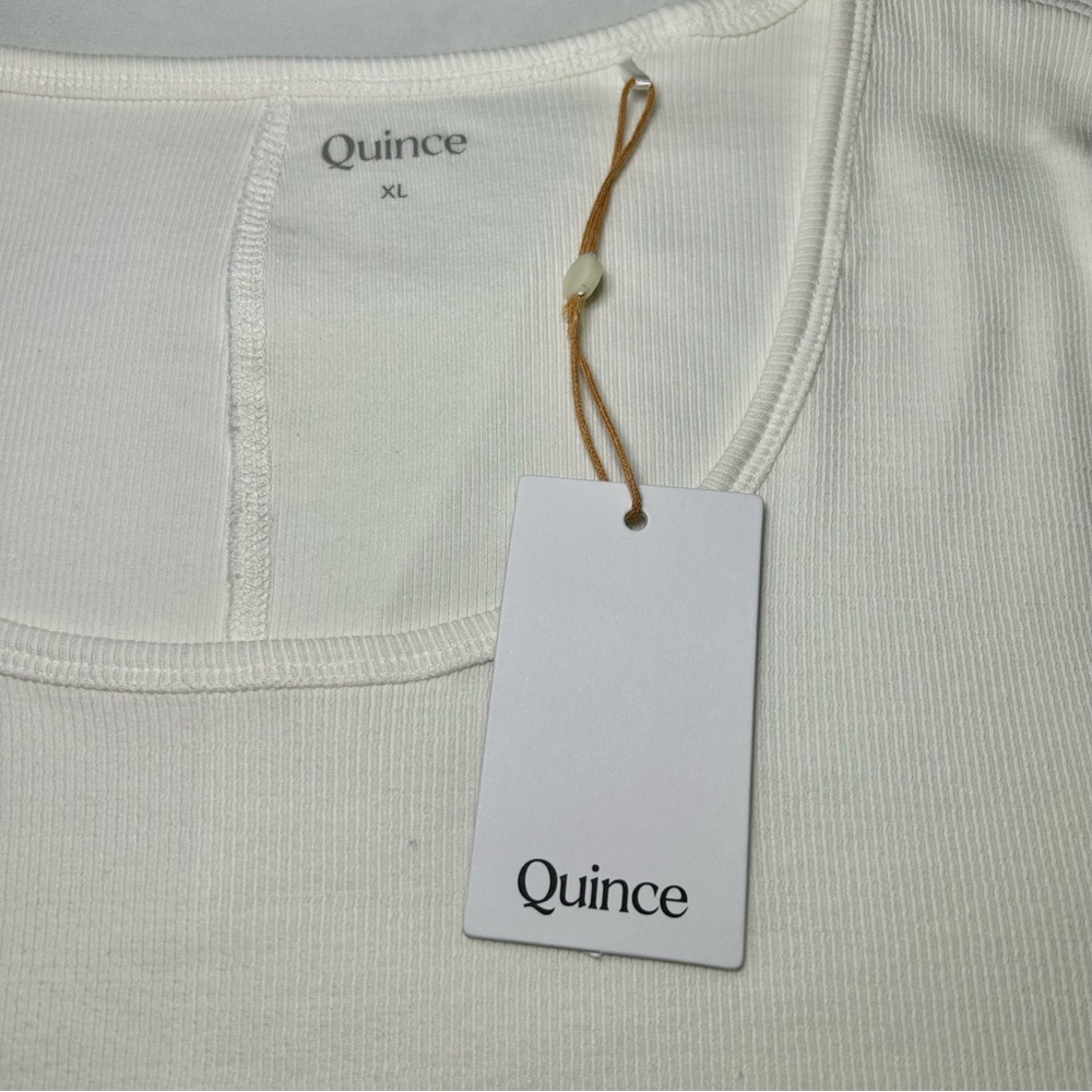 NWT Quince Organic Cotton Scoop Neck Short Sleeve White Top Spring 2025 Sz XL - Picture 11 of 14